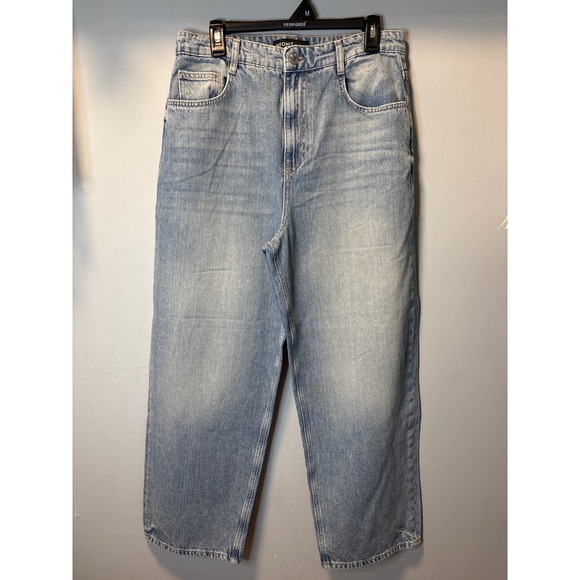 NEOHIT Denim - NEOHIT Light Wash Wide Leg Barrel Jeans High Waisted Cotton Denim Blue EUR 40
